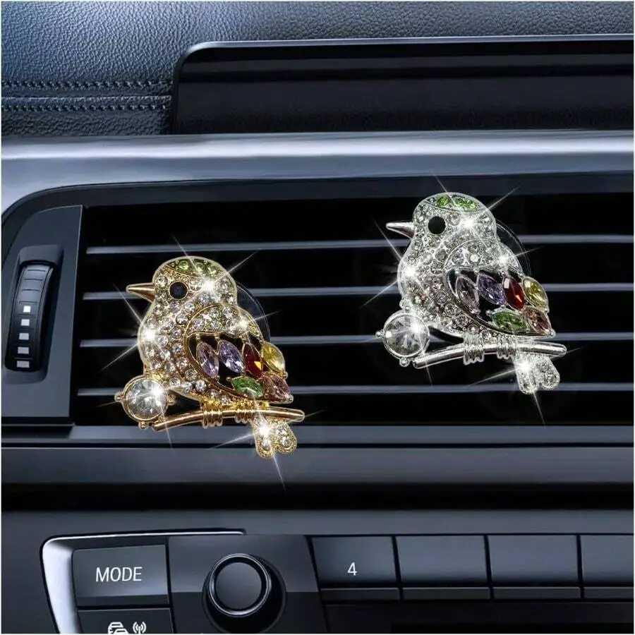 

2PCS Bling Bird Car Freshener Vent Clips, Auto Conditioning Outlet Clip, Cute Car Aroma Diffuser Clip