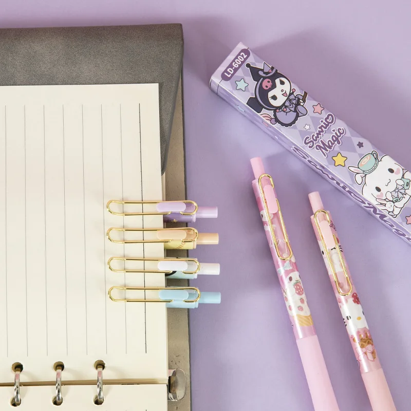 Imagem -04 - Sanrio Kuromi Melody Gel Canetas para Escrever Cute Kitty Pochacco Black Ink Neutro Pen Escritório e School Supply 05 Milímetros 24 Pcs Lot