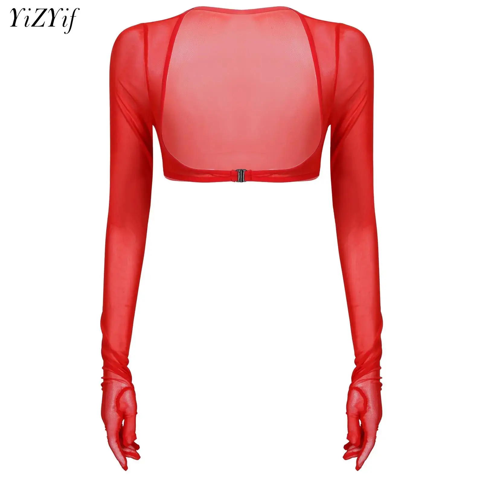 Women Y2k See-through Mesh Crop Top Sun Protection T-shirt Long Sleeve Shrug Mesh Cover Ups Streetwear Pullover Woman Clubwear