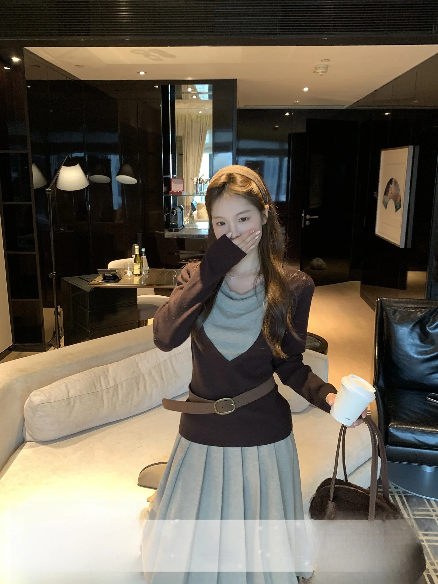 

Ele Color Blo Knitwear Women's Slim Fit Base irt V-Ne Long Sve Casual Sle Winter Warm Top U77 New 2025