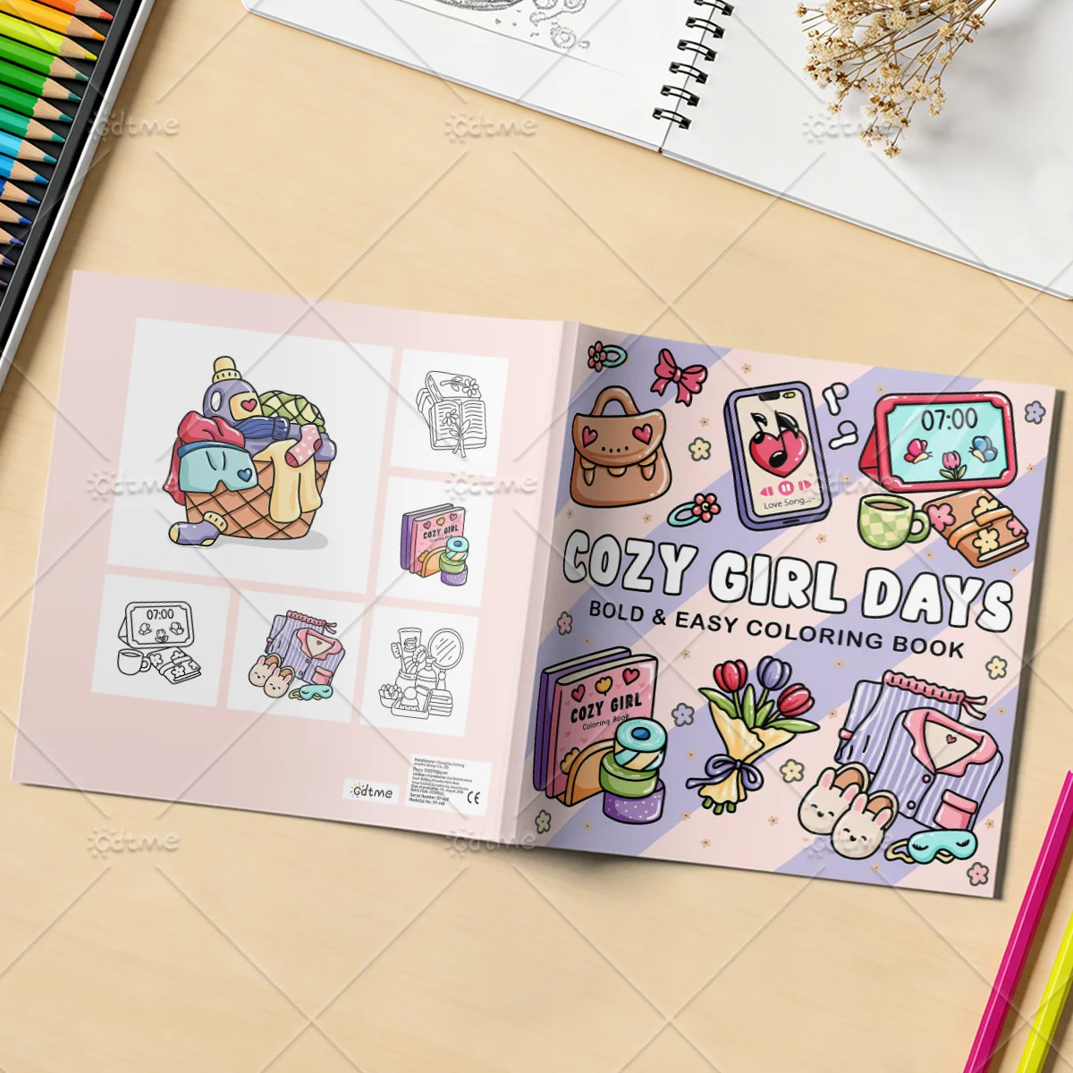 COZY GIRL DAYS Malbuch für Erwachsene und Teenager mit niedlichen, gemütlichen täglichen Aktivitäten zur Entspannung (Cozy Spaces Coloring) – Detail 2
