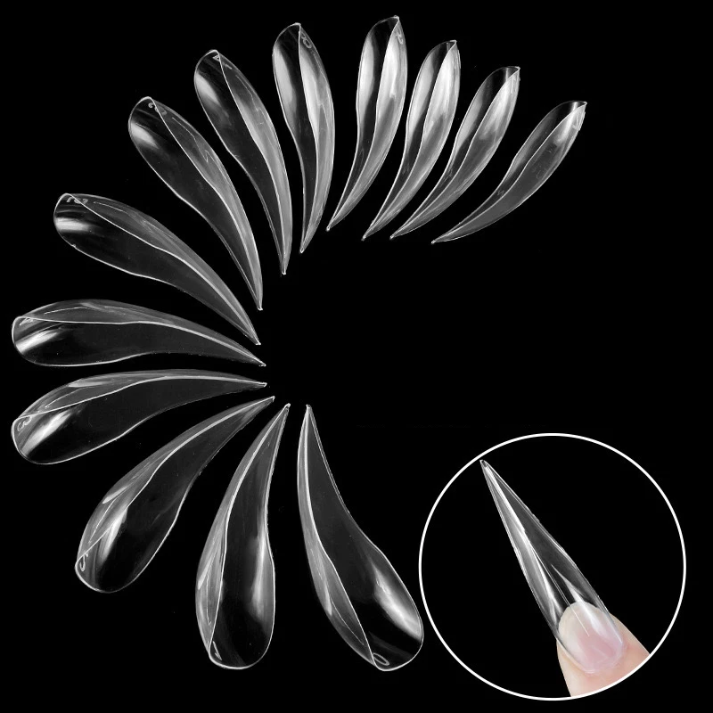 120pcs Curved Stiletto Nail Dual Forms for Poly Nail Gel 3D Eagle Claw Hawk Curve Sculptural Nails Reusable Full Cover Molds