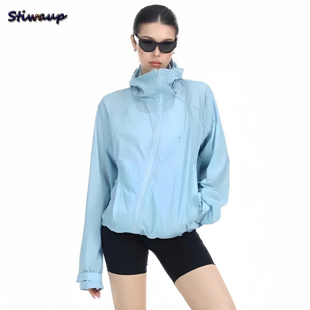 Sun Protection Clothing Woman Anti-UV Slightly Sheer Hooded Unisex Summer UPF50 Hoodie Women Windbreaker Hiking Climbing Coat