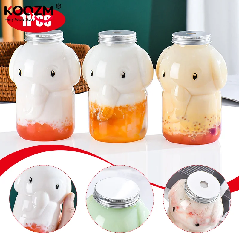 350ml Elephant Water Bottles For Milk Tea Coffee Juice Transparent Portable Drinking Cup Home Juicing Beverage Drink Bottle