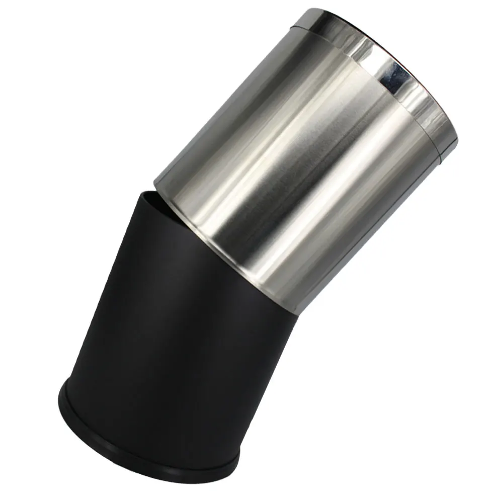 

Stainless Steel Trash Can 10L Silver Double Layer Home Office Kitchen Bedroom Waste Bin Garbage Container Household