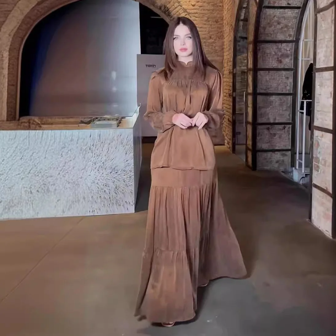 Muslim Sets Women Top Long Skirt Arabic Outfits Folds Skirts Ensemble Ramadan Morocco Dubai Islam 2025 Elegant 2 Piece Suit