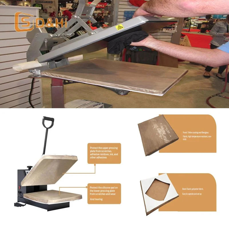 

1/2PC Wrap Cover For Heat Press Platen Non-Stick High Temperature Resistant Teflon Protector For Remove Residue Ink And Adhesive