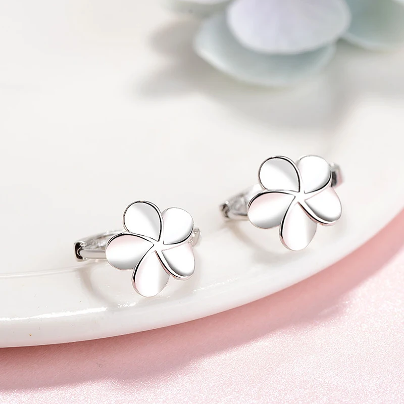 Genuine 925 Sterling Silver High Quality Jewelry New Flower Hoop Earrings For Woman XY0120
