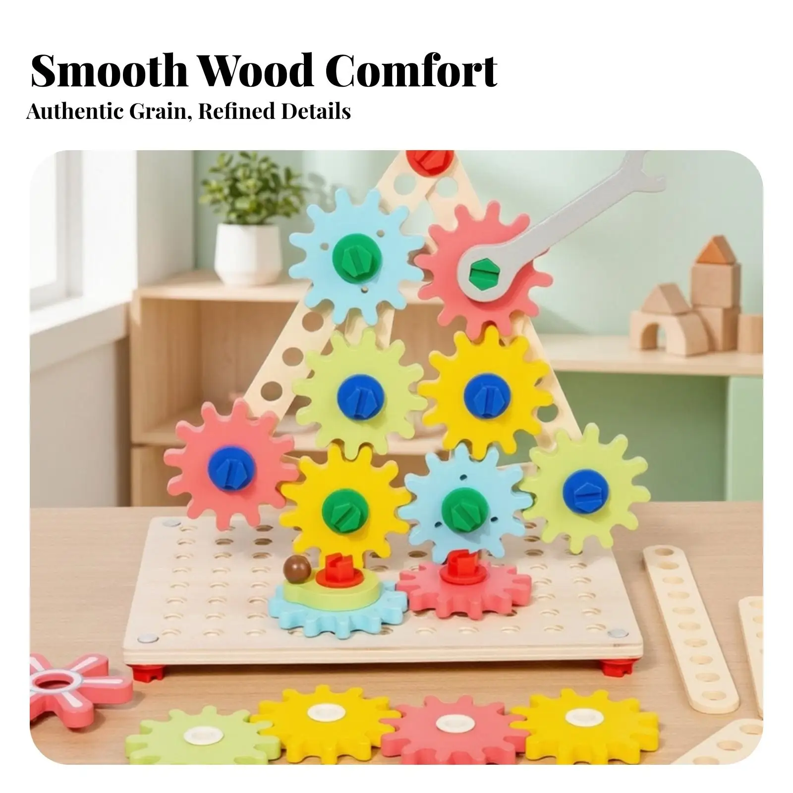 Wooden Gear Puzzle with Storage Box | Hands-on hands-on learning, Gear Assembly Puzzle, for Playroom