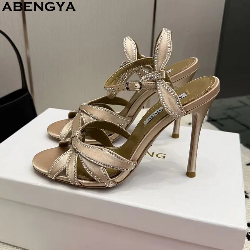 Summer Silk High Heels Sandals Women Bowknot Party Shoes For Woman Ankle Strap Crystal Women's Modern Sandalias Mujer 2026 view 5