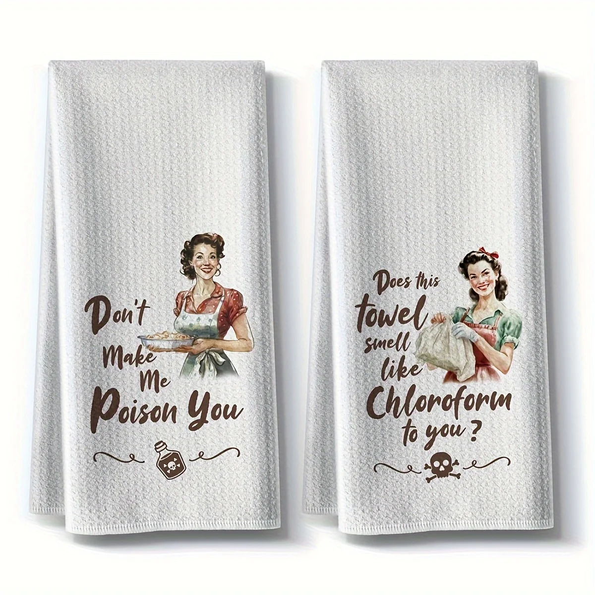 2Pcs Microfiber Kitchen Towels Funny Joked Themed Dishcloth Highly Absorbent Dish Cloths Soft Dish Towels Best Gifts for Hostess