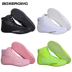 High top boxing shoes for adults children Sanda fighting comprehensive training wrestling fitness weightlifting mid top shoes