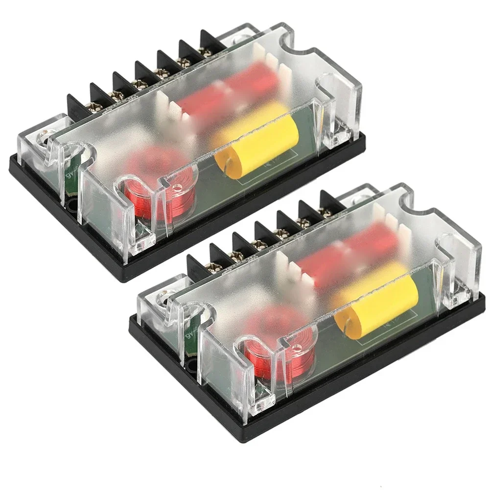 

2Pcs 12V 2 Way Car Audio Crossover Tweeter Woofer Output Universal Car Speaker Frequency Divider Automotive Audio Accessories