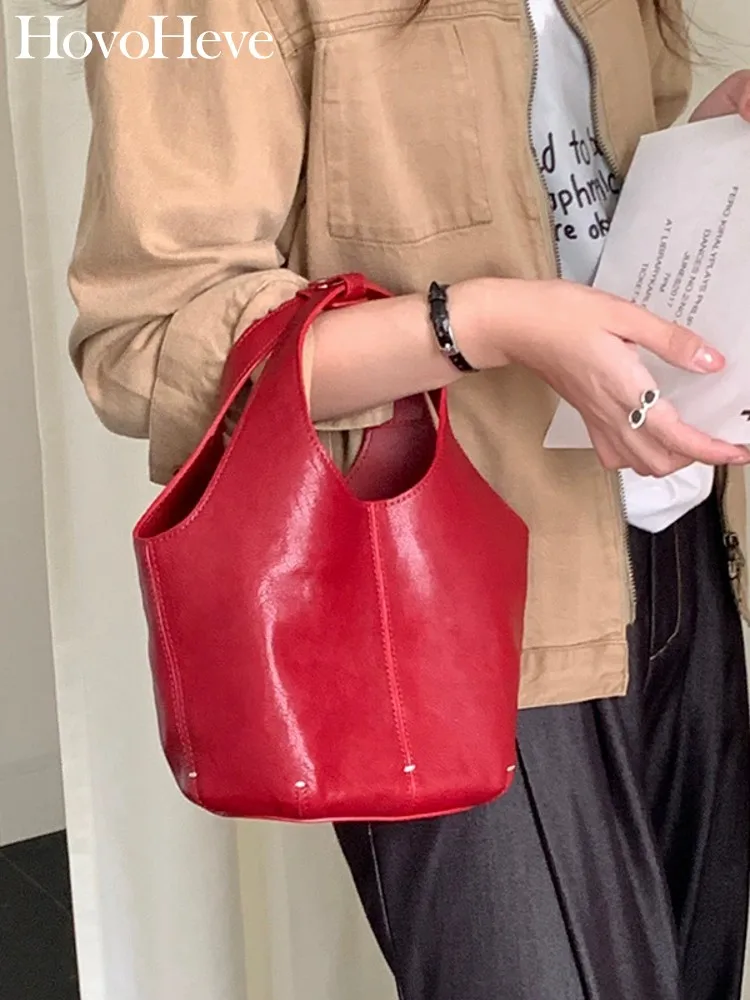 

Vintage Women Casual Cowhide Genuine Leather Bucket Bag Totes Handbag New Elegant Ladies Strap Shoulder Bag Sling Crossbody Bags