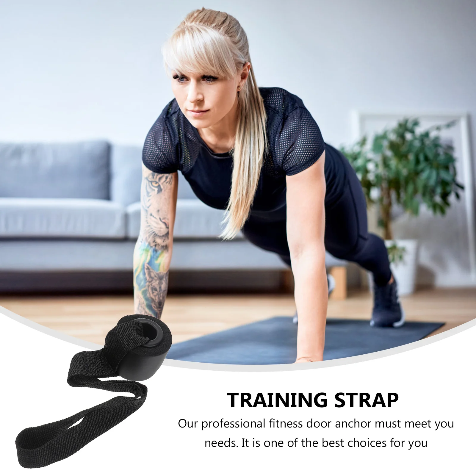 

2Pcs Super Door Buckle Exquisite Workmanship Over Door Exercise Band Black Training Strap Fitness Elastic Band