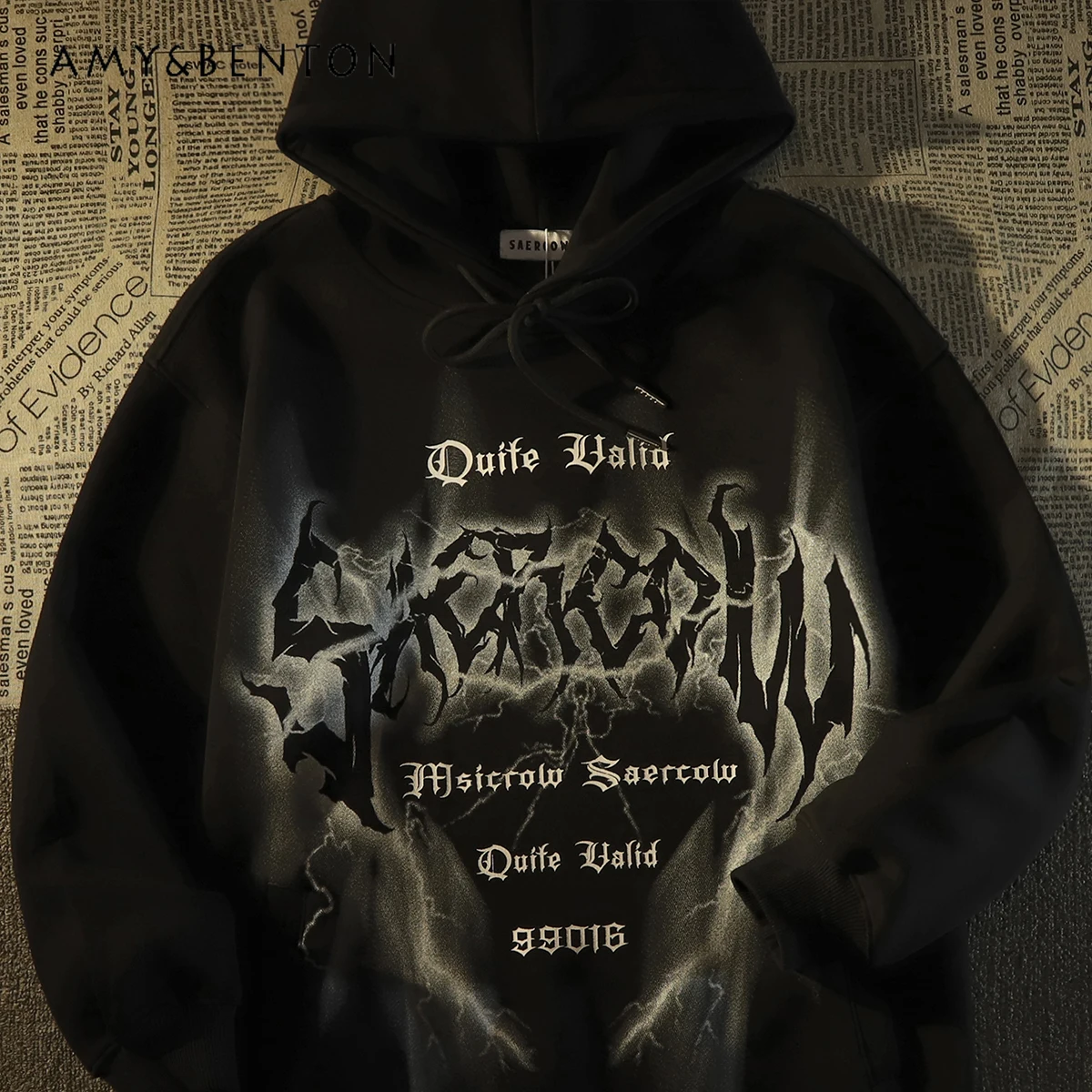 

2025 Spring and Autumn New European and American High Street Gothic Style Letter Print Trendy Lovers Thin Loose Hoodies