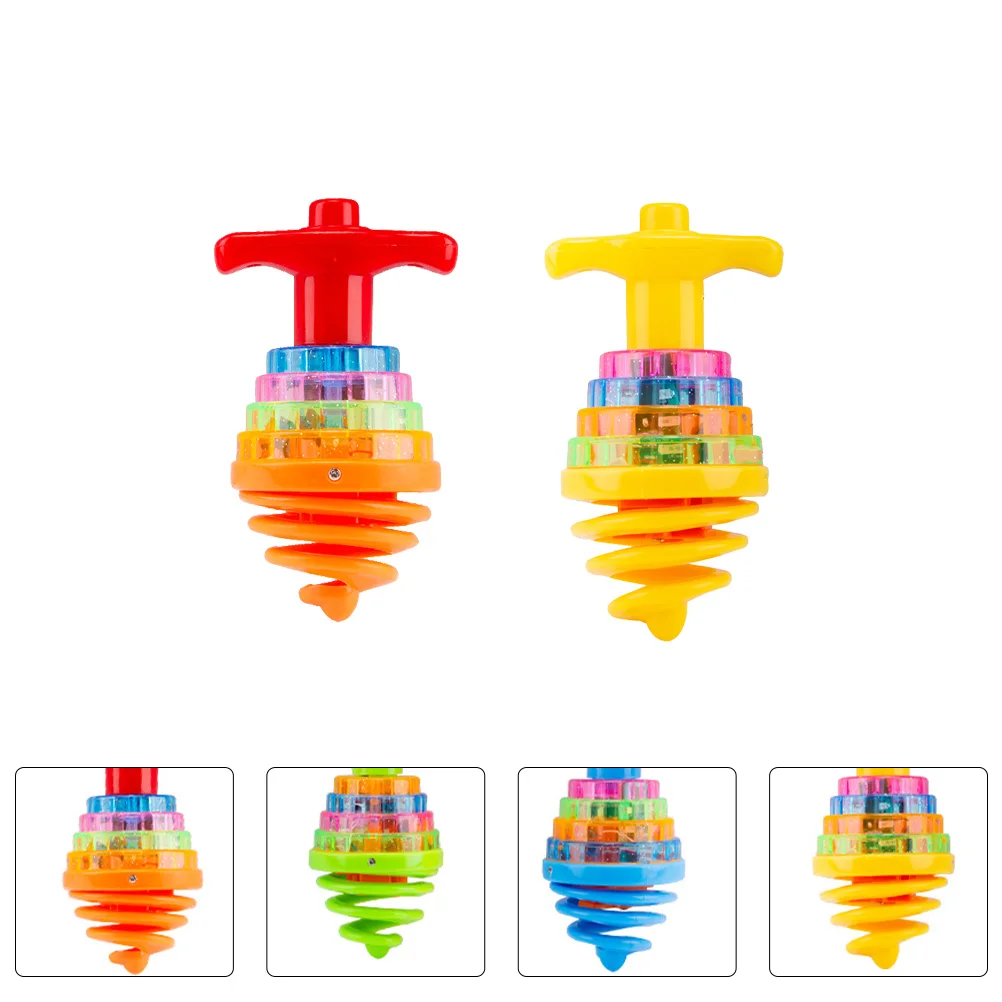 

2 Pcs Bounce Toy Colorful Flashing Top Gyro Kids Plaything Music for Funny Child