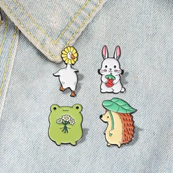 Frog Hedgehog Goose Pines Lapel Badges Animal Jewelry Gift for Kids Friends Cute Animals Enamel Brooch Custom Rabbit