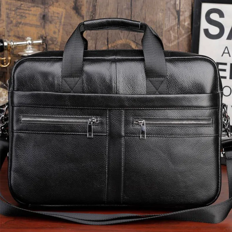 

Fashion Laptop Briefcase Bag Men Genuine Leather Handbags Casual 15.6 inch Pad Bag Daily Working Tote Bag Male bag for documents