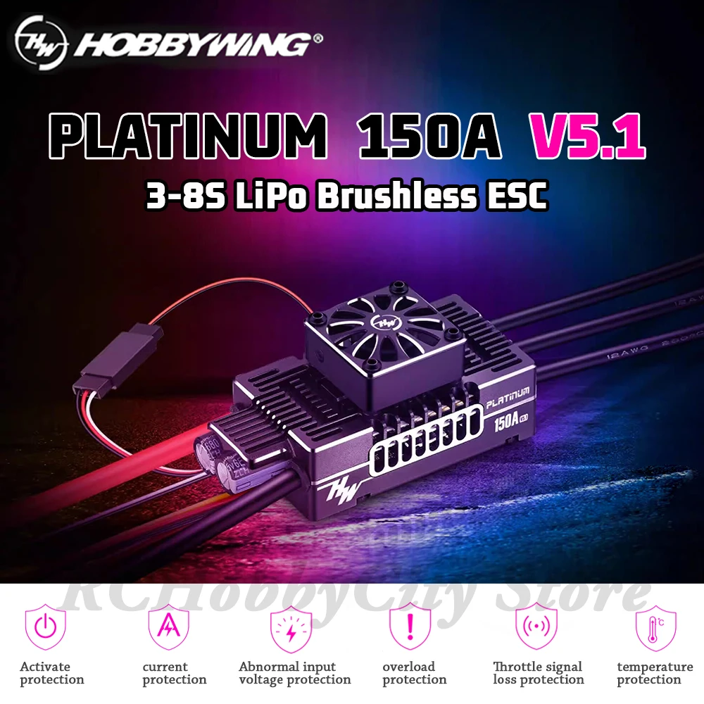 HOBBYWING Platinum 150A V5.1 3-8S LiPo Brushless ESC for RC Remote Control Model Aircraft Fixed-wing Helicopter