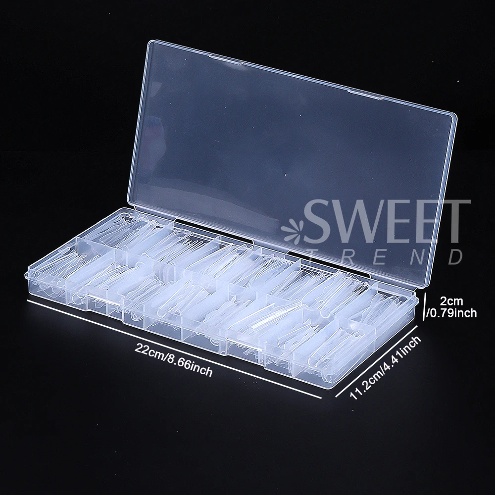 새로운 180개 샌드위치 듀얼 네일 폼 15사이즈 연장용-듀얼 폼 상하형 긴 관 모양 아몬드 네일 아트 폼 매니큐어 도구