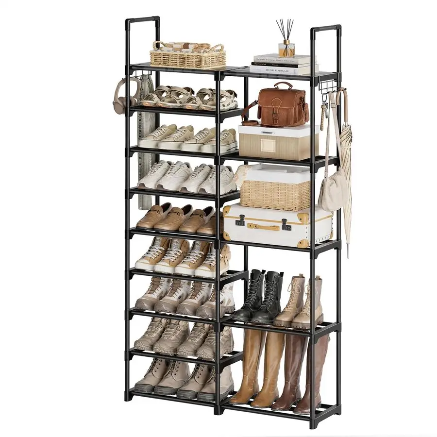 

9 Tiers Shoe Rack Shoe Storage Shoe Organizer 3035 Pairs Shoe Tower Unit Shelf Durable Metal Pipes with Plastic Connectors Stack