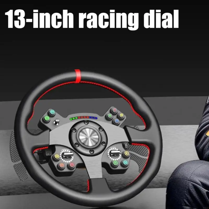 Programmable Racing Wheel with Lighting High Accuracy Steering Wheel Simple Installation for PC Gaming & Simulation 896C