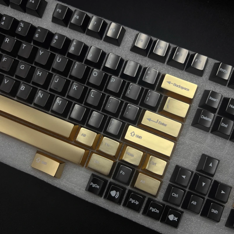 Full Set of Metal Keycap Original Factory Height PVD Black Gold Zinc Alloy Material 100% 80% Layout High-end Texture Keycap