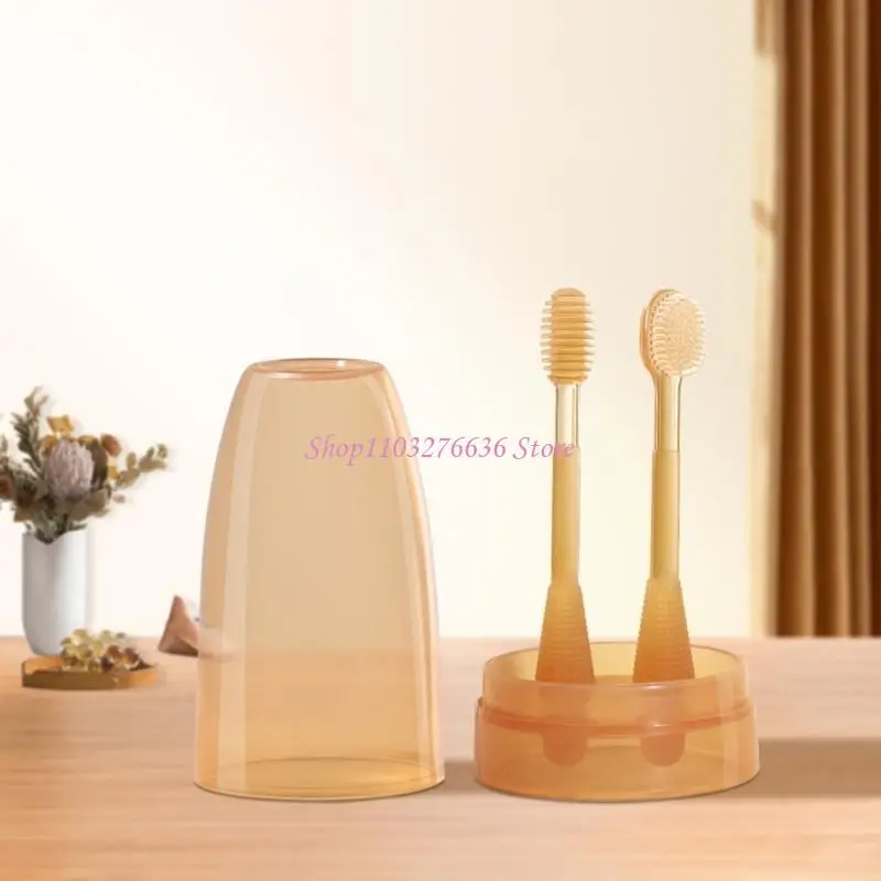R6FD Silicone Baby Toothbrushes Set Toddlers First Toothbrush Infant Tongue Cleaner