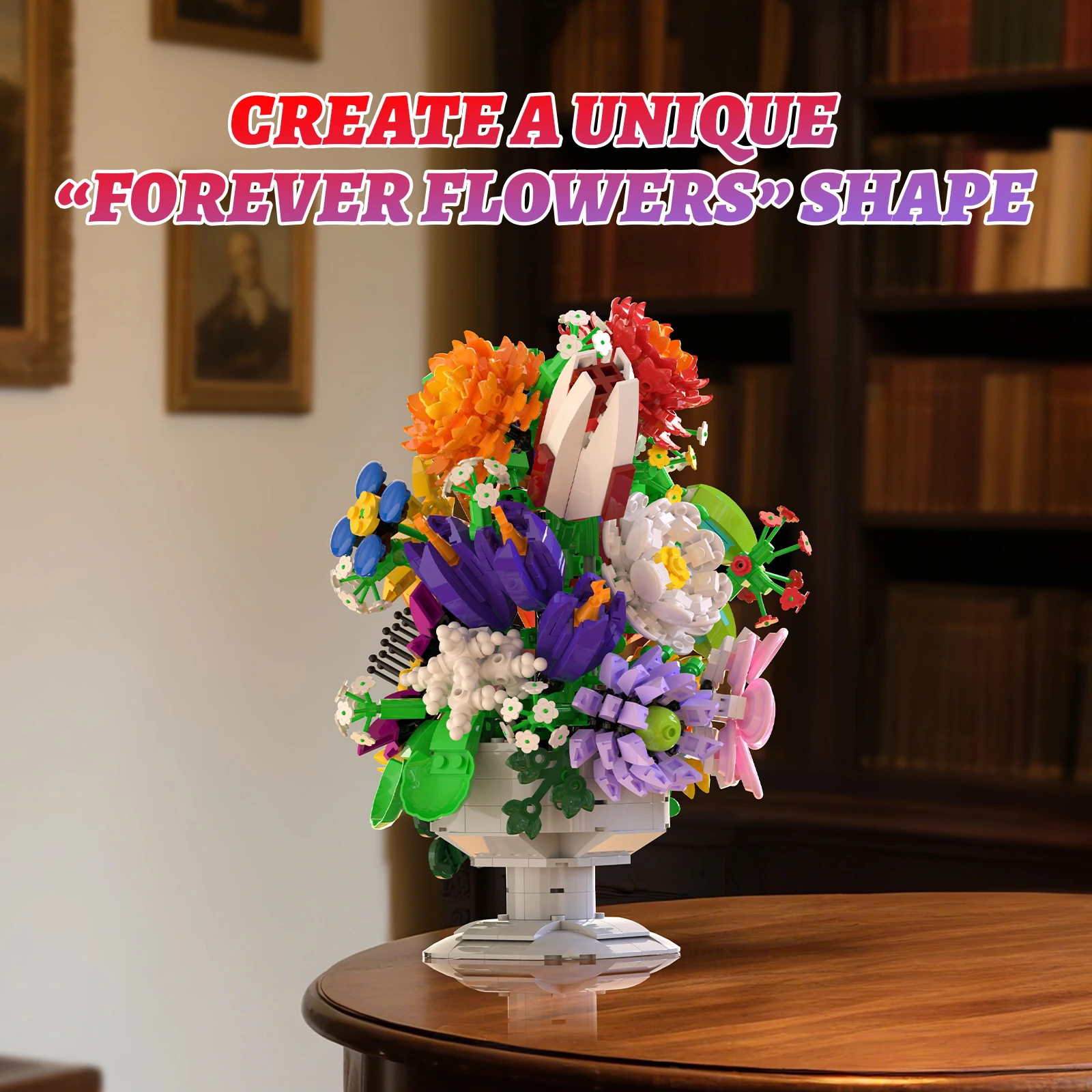 

1092PCS Flower Bouquet Building Blocks MOC Botanical Collection Pot Potted Plant Model Brick Puzzle Toys Gift for Kids Adult