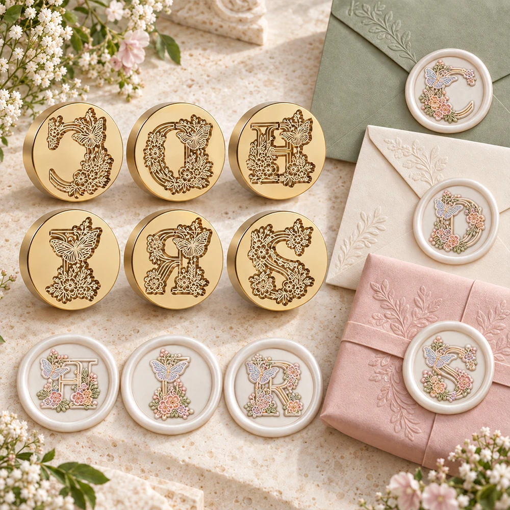 Vintage 26 Alphabets A-Z Initial Letter Wax Sealing Stamp Brass Head DIY Scrapbooking for Gift Wrap Wedding Card Envelope Decora