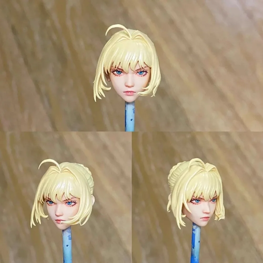 【30days Made】1/12 Scale Female Soldier Blonde Blue-eyed Saber Painted Unpainted Head Sculpture For 6''Action Figure Model Toys