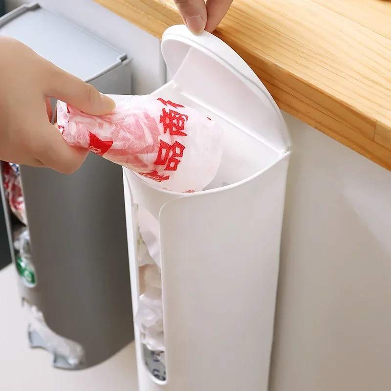 Wall Hanging Garbage Bag Storage Box Kitchen Plastic Bag Holder Organizer Bathroom Trash Bags Dispenser Kitchen Accessories 24cm