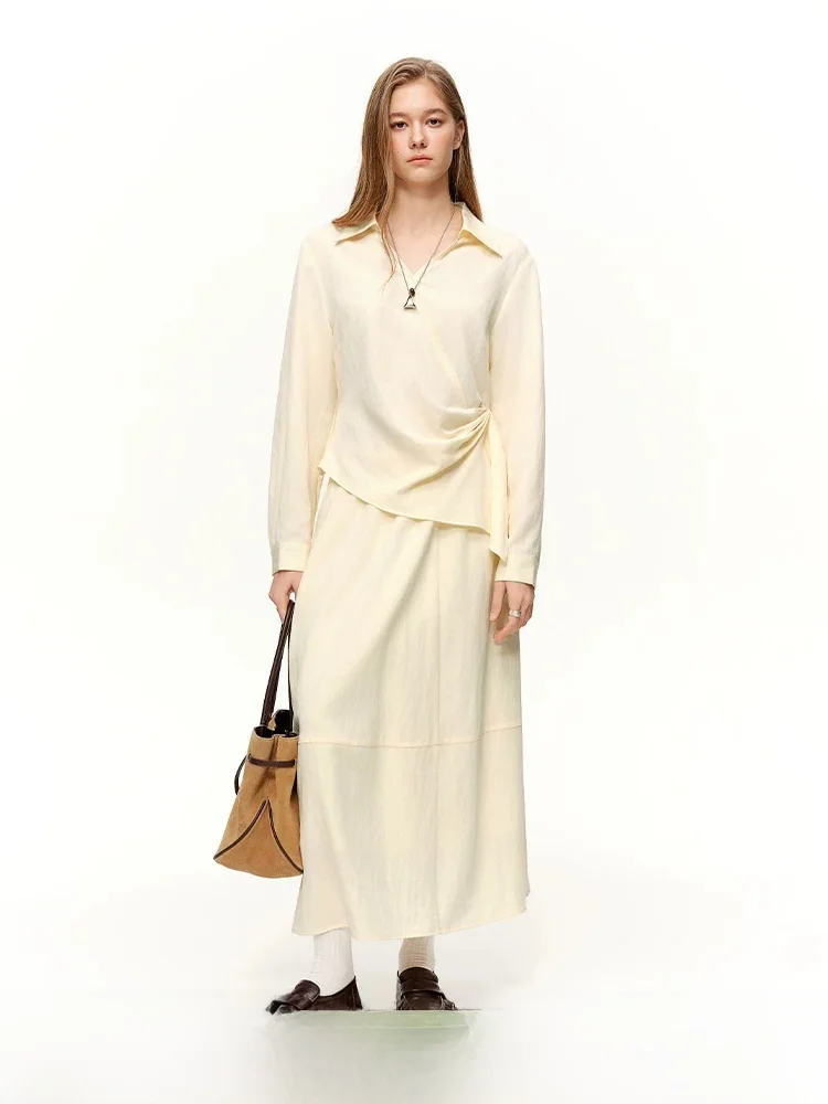 

Faionable Commute Set Women's High Waist Blouse And Skirt Ensemble Ele Spring Design Unique Bundle Office Wear