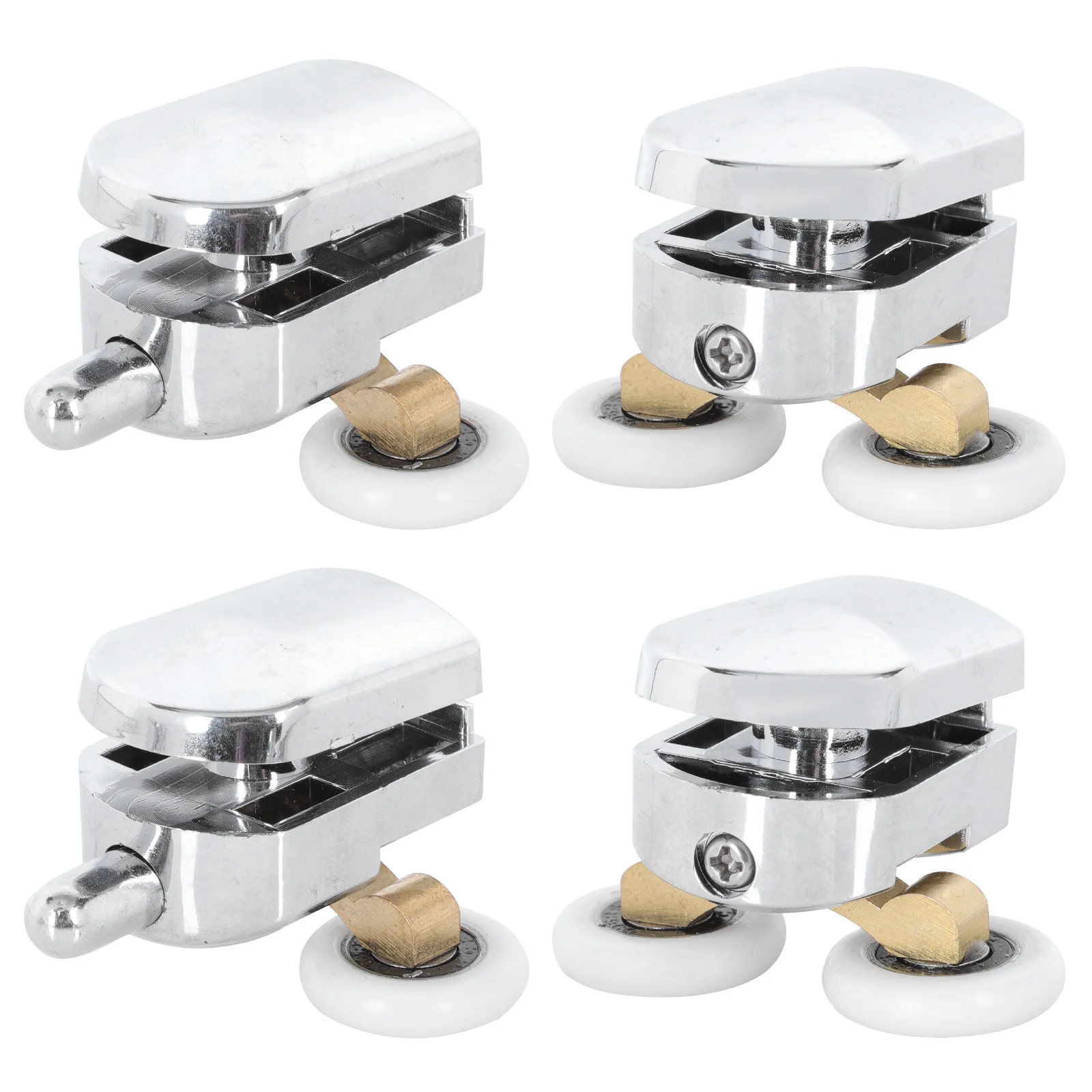 مجموعتان من بكرات الباب الزجاجية المنزلقة العجلات العلوية والسفلية من الفولاذ المقاوم للصدأ والنحاس المقاوم للصدأ ملحقات مسار الباب عملية سلسة