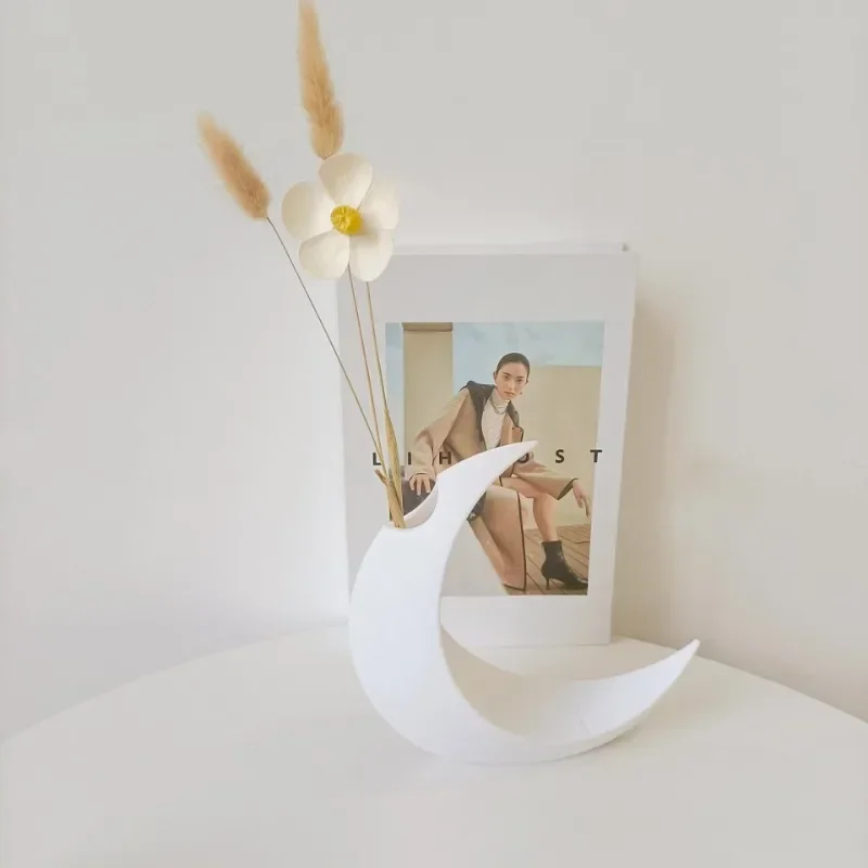 

3D печатная ваза для сушеных цветов, композиция из искусственного цветочного горшка, готическая лунная ваза для домашнего декора, креативный подарок, украшение для рабочего стола