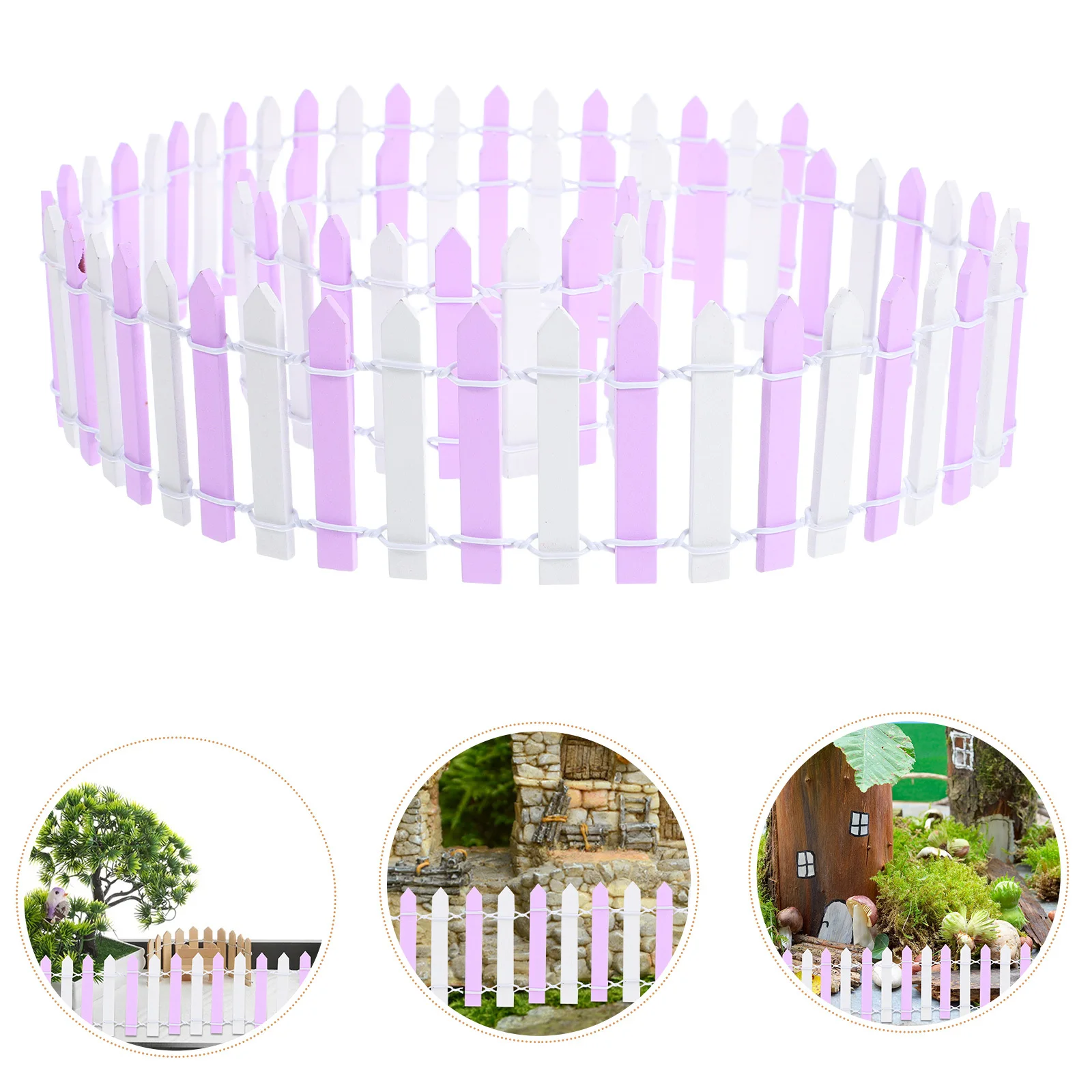 

Miniature Wooden Two Tone Fence Small Garden Border Micro Landscape Fairy Garden Fence DIY Wood Craft Decoration