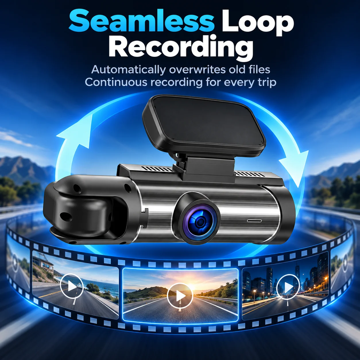 1080P Dual Lens Dash Cam Wi-Fi Front Cabin Rear Triple Lens Car DVR Night Vision Loop Recording G-Sensor Reverse Camera for Cars
