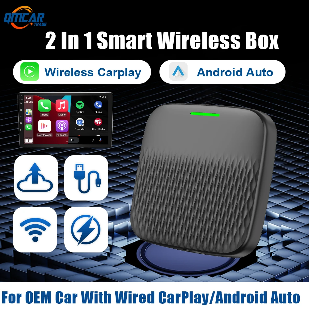 

Wireless Android Auto Carplay Plug and play 2 In 1 Ai Box For Ford GMC Haval Honda Jeep VW Audi Buick Cadillac Chery Chevrolet