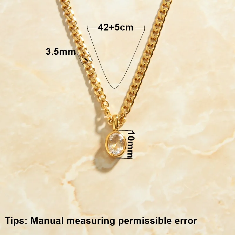 SOMMAR Newest Gold color female pendants Oval zircon pendant collar Engagement Jewelry Accessories