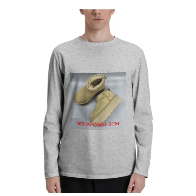 Custom Grey Long-sleeved T-shirt Leisure Sweatshirt Fashion High Quality