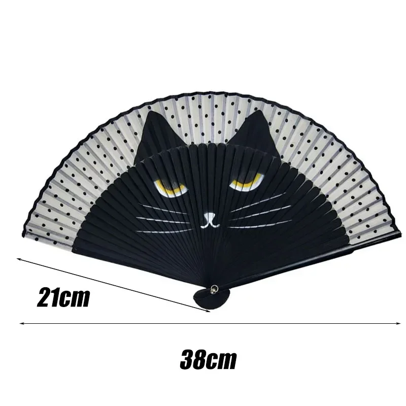 Meow Ventaglio pieghevole Ventagli a mano per gatti in cartone Ventaglio portatile Artigianato Regali Ventagli di bambù giapponesi Puntelli per spettacoli di danza Decorazioni per la casa