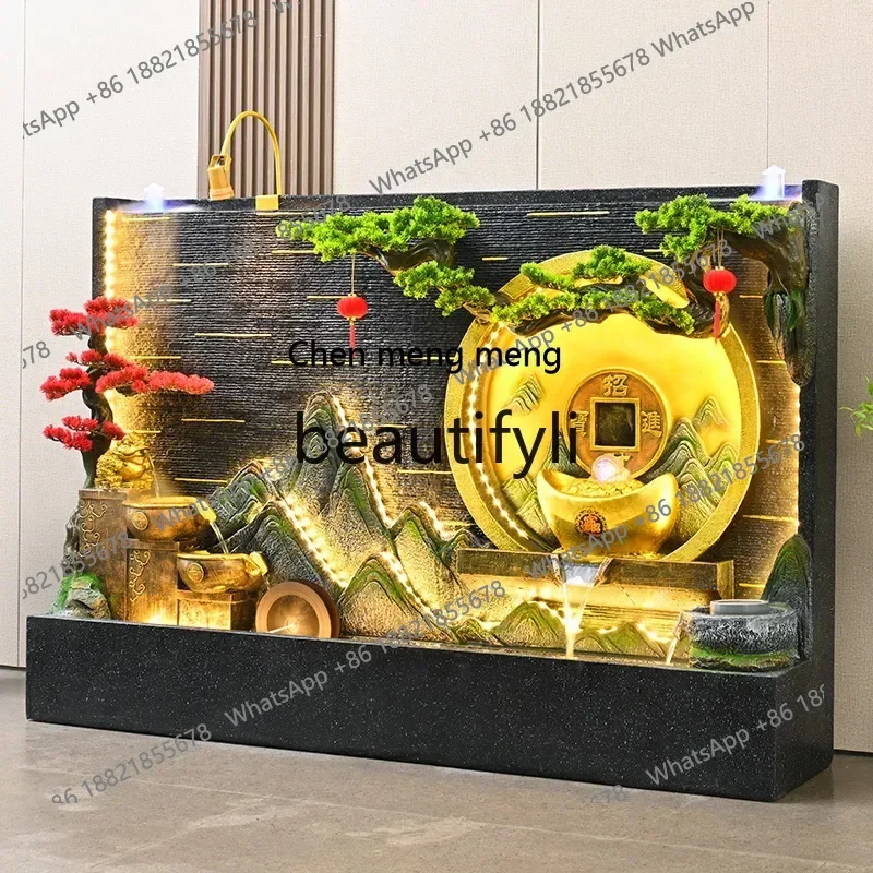 cc182R New Chinese water curtain wall screen courtyard circulation rockery flowing water fountain floor ornament