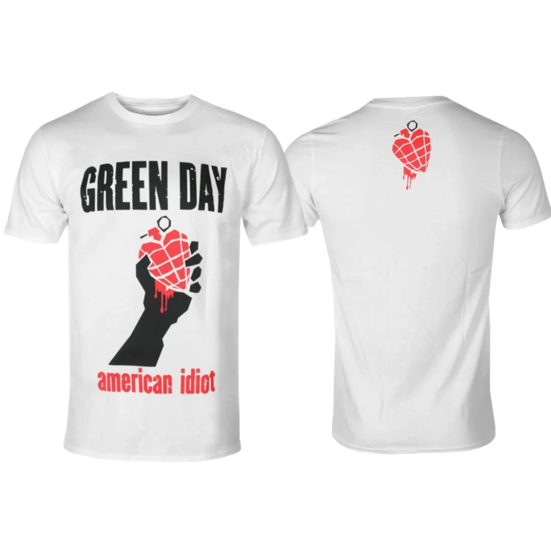 GREEN DAY - AMERICAN IDIOT HEART Printed T-shirt - Pop-Punk Band Style Daily T-shirt - Suitable for Both Men and Women