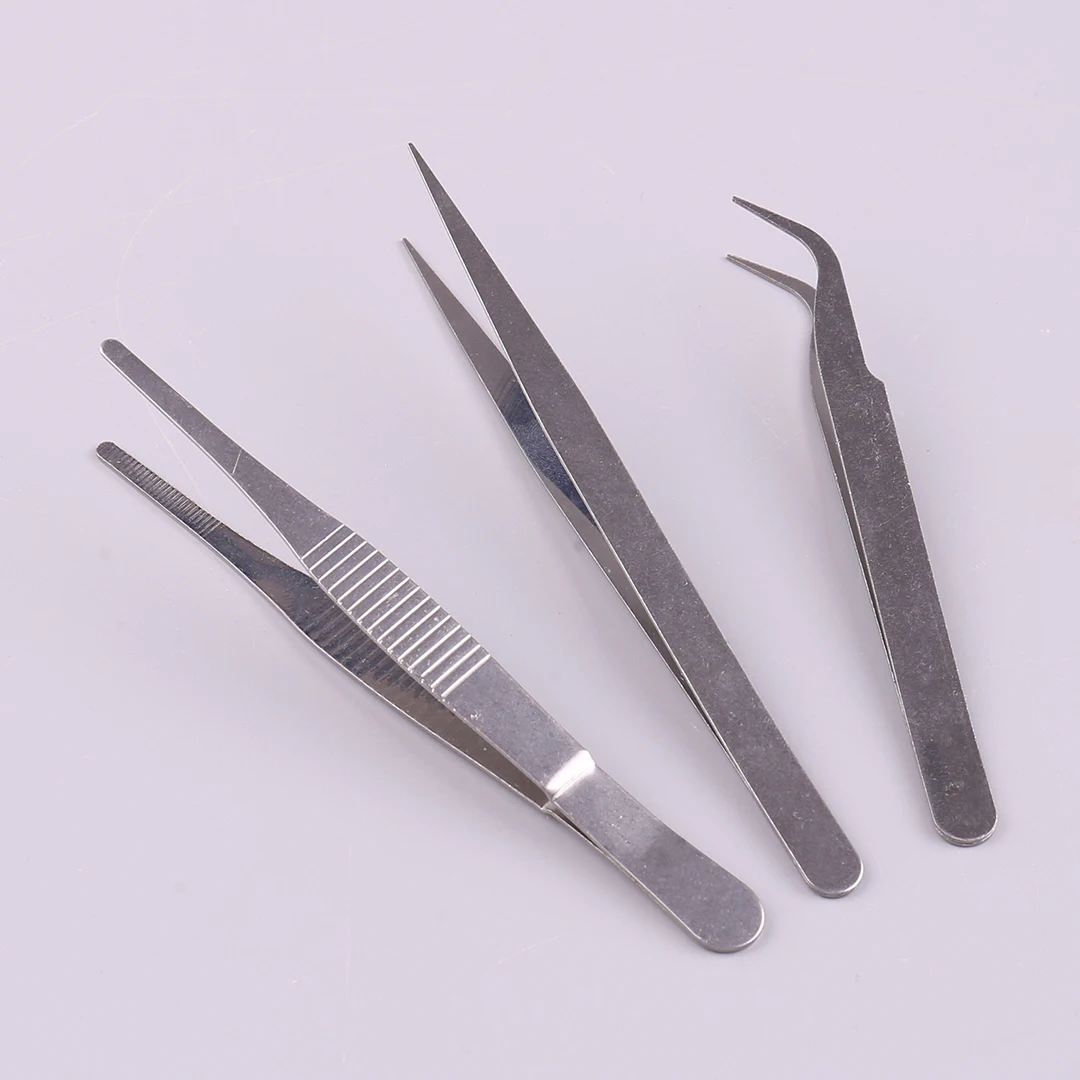 3-delige modelspecifieke pincetten voor afstandsbediening en handmodificatie, modelvliegtuiggereedschap, roestvrijstalen pincetset