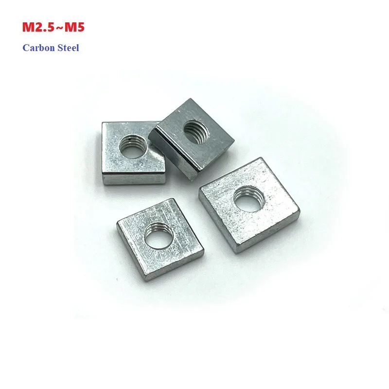 DIN562 M2.5 M3 M4 M5 Galvanized Zinc Plated Carbon Steel Thin Square Nuts Quadrangle Block Compatible With Prusa