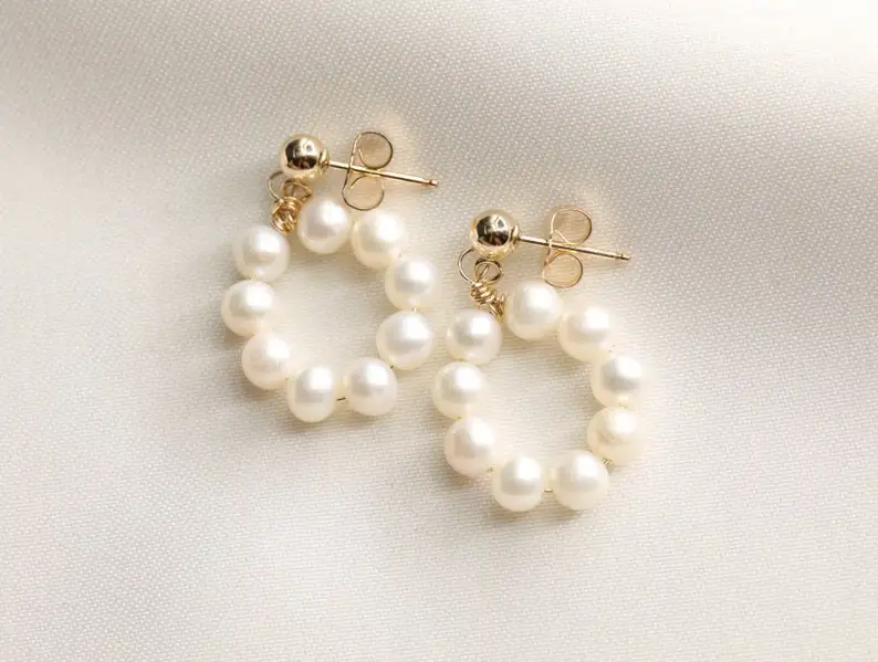 

14k Gold Filled Freshwater Pearl Drop Earrings luxury High Quality Dainty Dangle Ladies' Earrings Jewelry Woman Gifts for Woman