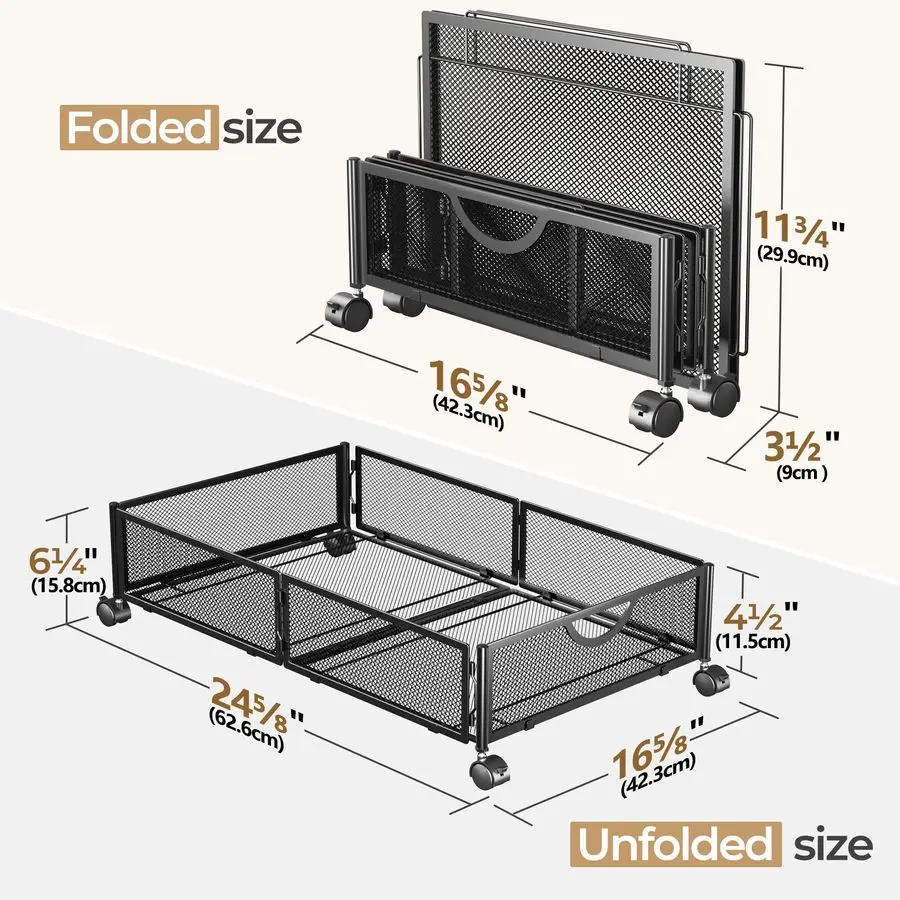Armazenamento sob a cama com rodas, 2 pacotes sob a gaveta organizadora de armazenamento de sapatos da cama, montagem sem ferramentas, armazenamento sob a cama de metal