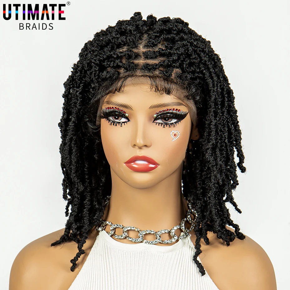 

Synthetic Locs Braided Wigs Lace Frontal Knotless Box Braids Wig for Black Women 14 Inches LIghtweight Short Bob Dreadlock Wigs