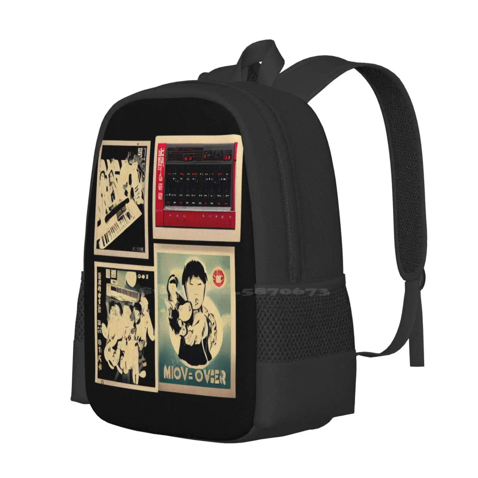 Japanese Retro Manga Synthesizer New Arrivals Unisex Bags Student Bag Backpack Vintage Synthesizer Manga Music Techno Edm